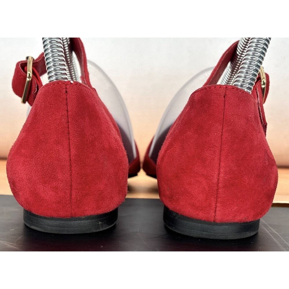 Free People Jeffrey Campbell Red Suede Ballet Flat Square Toe D'Orsay Flat - Picture 4 of 9